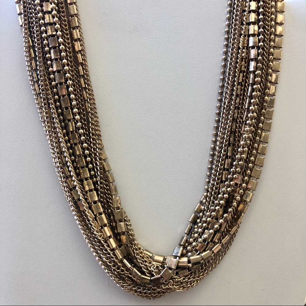 Vintage 24 Strand Antique Goldtone Necklace